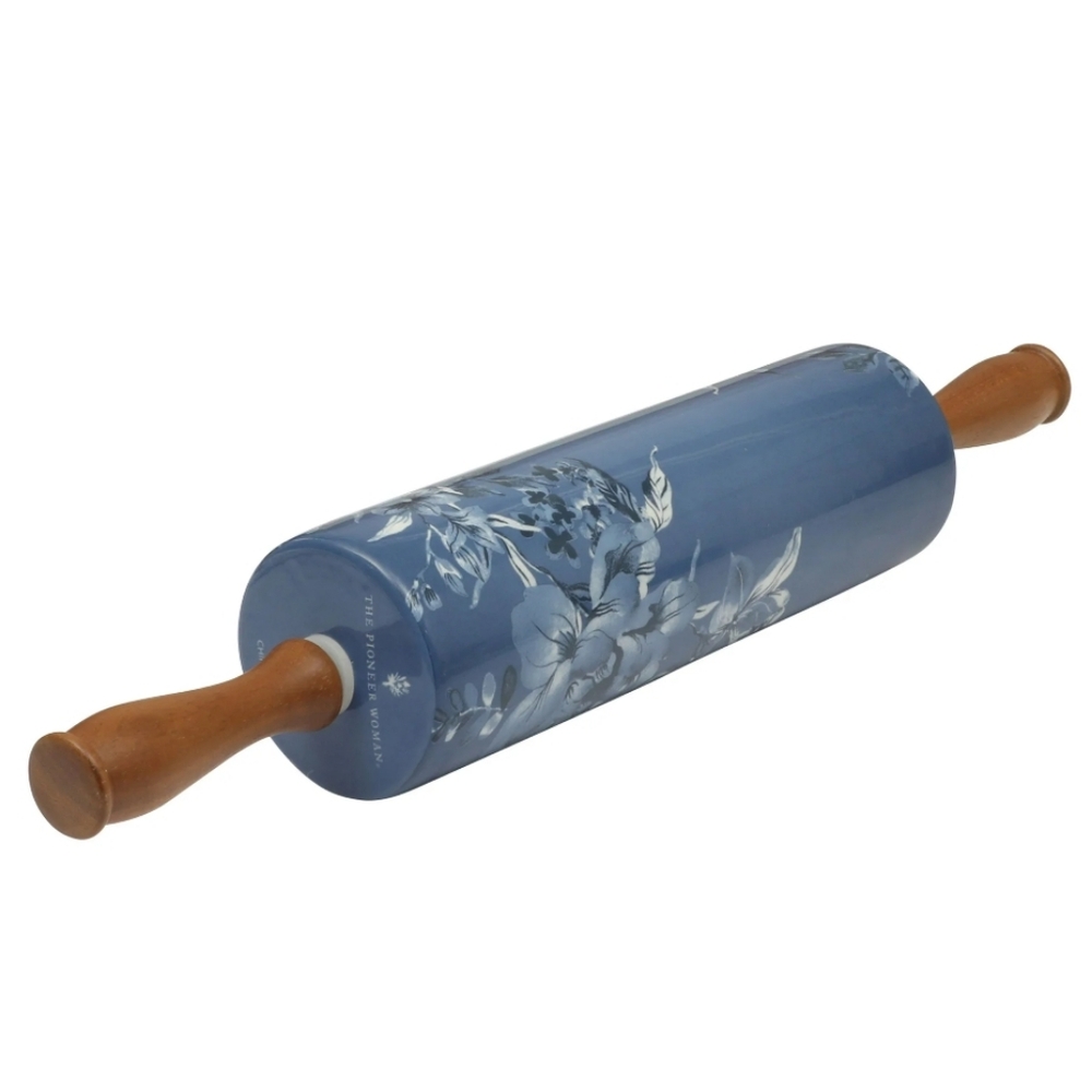 💜 New 2025 The Pioneer Woman Delilah  Blue and White Floral Rolling Pin